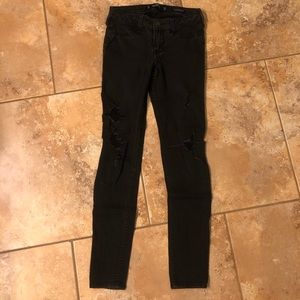 Hollister Ripped Black Low Rise Jean Jegging